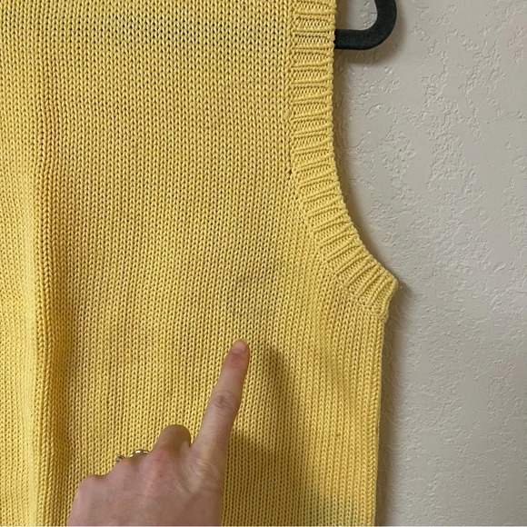 VTG 100% Cotton butter Yellow Sweater Vest Hunt Club Vest Xl - Picture 3 of 8